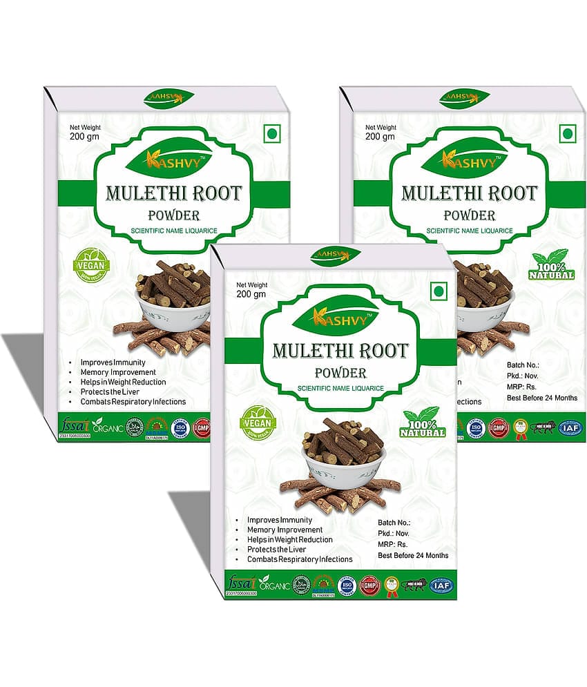 Kashvy Mulethi Root Powder 600 Gm Pack of 3