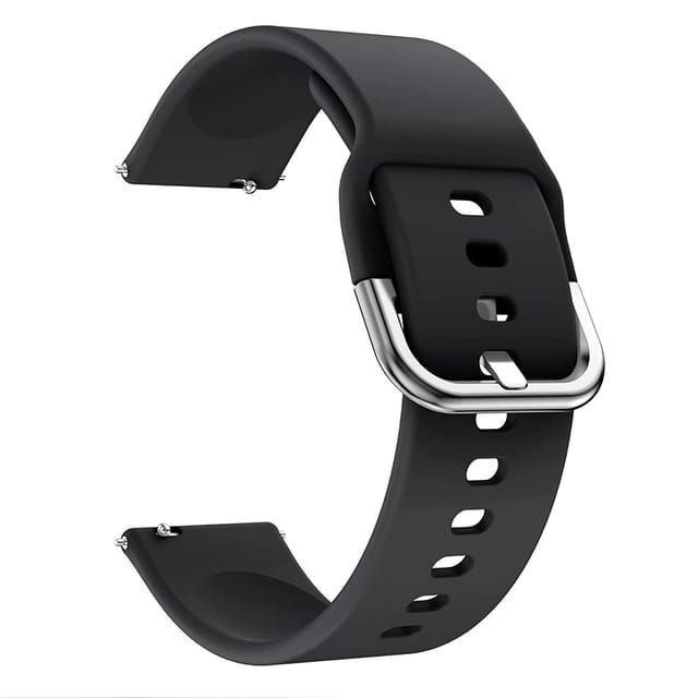 Exelent 19mm Smart Watch Strap Belt with Compatible with Noise Colorfit Pro 2, Boat Storm Smart Watch & Watches with 19mm Lugs (Sillicone Black)