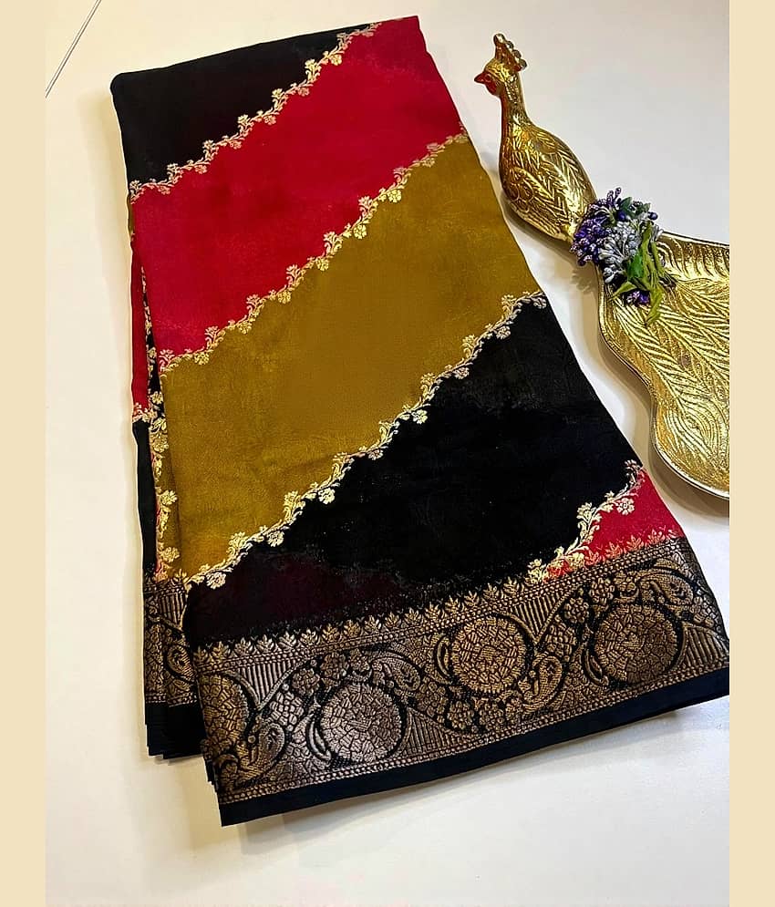 Sanjana Silk Silk Embroidered Regular Saree With Unstitched Blouse Piece ( Multicolor )