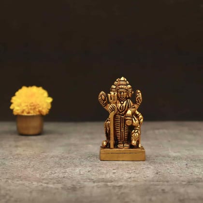 Brass Lord Dattatreya Idol - 3 inch Height | Revered Brass Idol of Lord Dattatreya for Spiritual Enlightenment