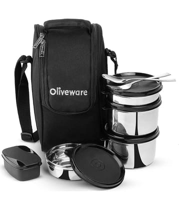 Oliveware Executive Steel Stainless Steel Lunch Box 5 Container (Pack of 1)