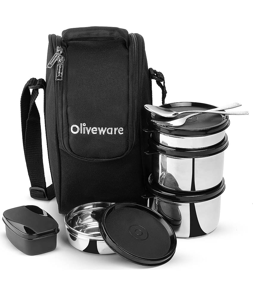 Oliveware Executive Steel Stainless Steel Lunch Box 5 Container (Pack of 1)