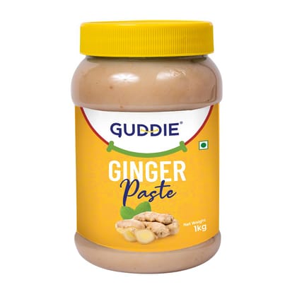 Guddie Ginger Paste 1kg, 100% Natural Ginger, Easy To Cook, Low Cholesterol, No Preservatives & Artificial Colour, Gluten Free, Naturally Processed Adrak Paste