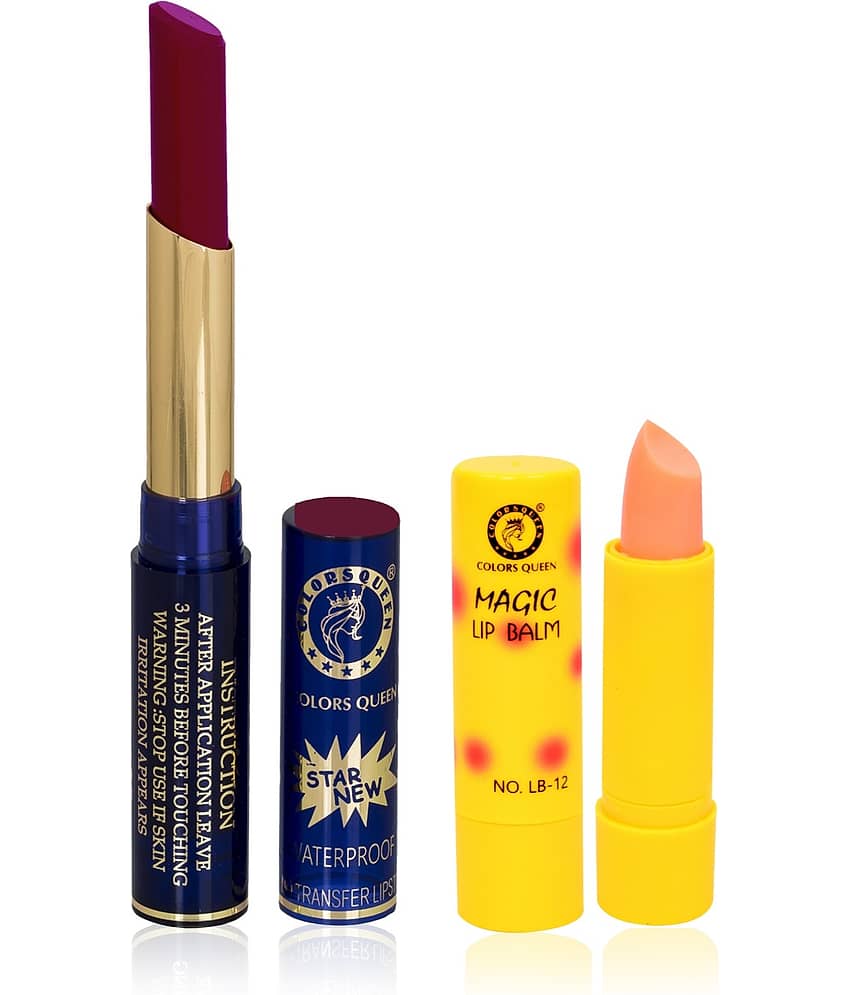 Colors Queen 18 Hours Stay Lipstick Lip Balm Royal Maroon Pack of 2 5 g
