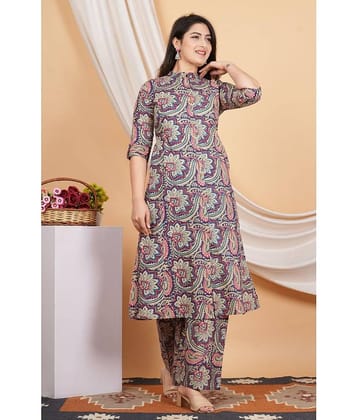 Vbuyz Cotton Printed Kurti With Palazzo Women's Stitched Salwar Suit - Green ( Pack of 1 )