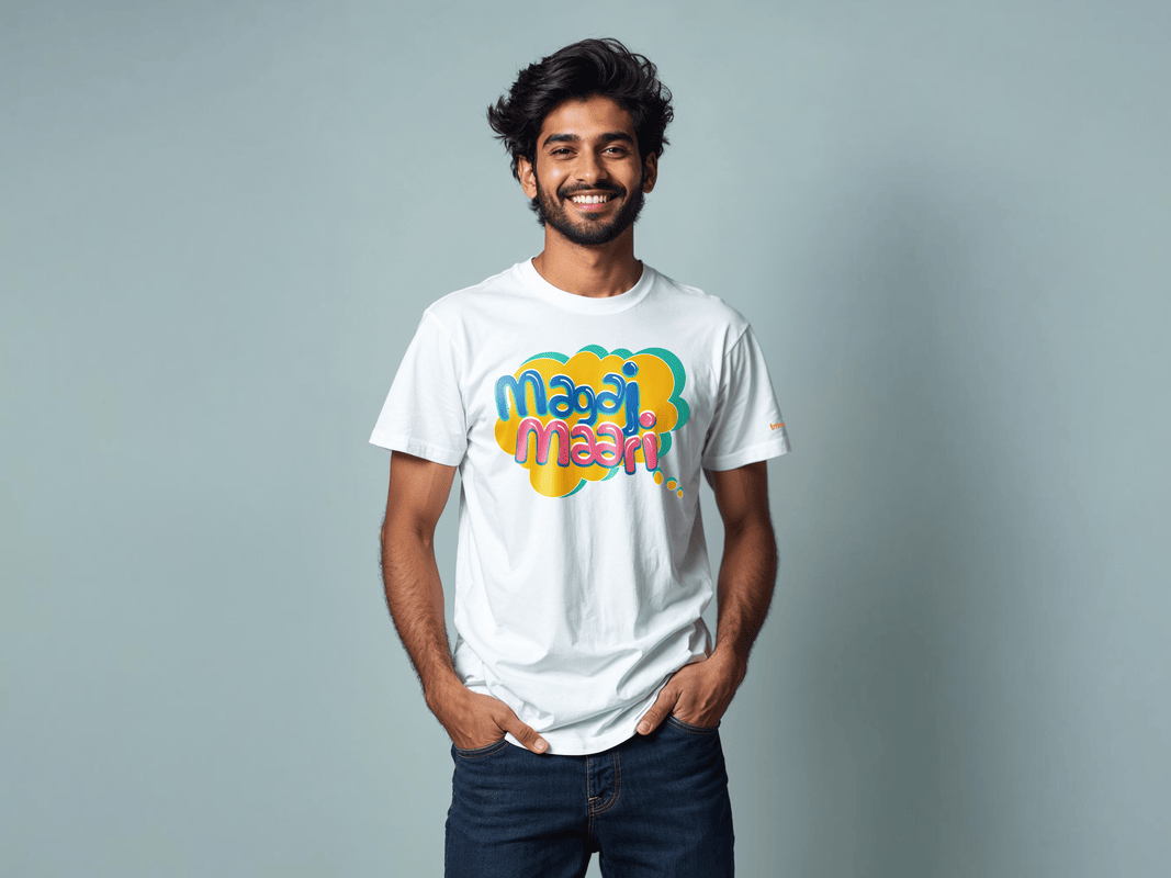 Taarak Mehta Ka Ooltah Chashmah| White Front Printed Regular Fit T-Shirts (MAGAJ MAARI)