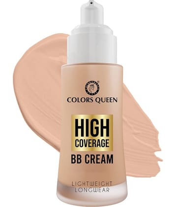 Colors Queen High Coverage BB Cream Foundation 50g, White Ivory (Shade - 01)