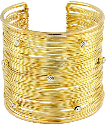 The Jewelbox Party Statement Mesh Imported 18K Gold CZ Free Size Cuff Kada Bangle Bracelet Girls Women