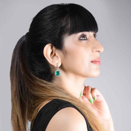 Crystal Dangling Earrings-Black