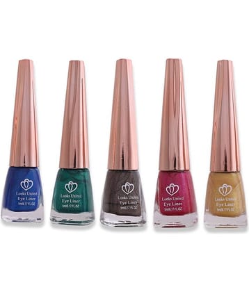 Looks United - Green Metalic Eye Liner Liquid ( Pack of 5 )