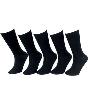 Tahiro Black Cotton Full Length Socks - Pack Of 5