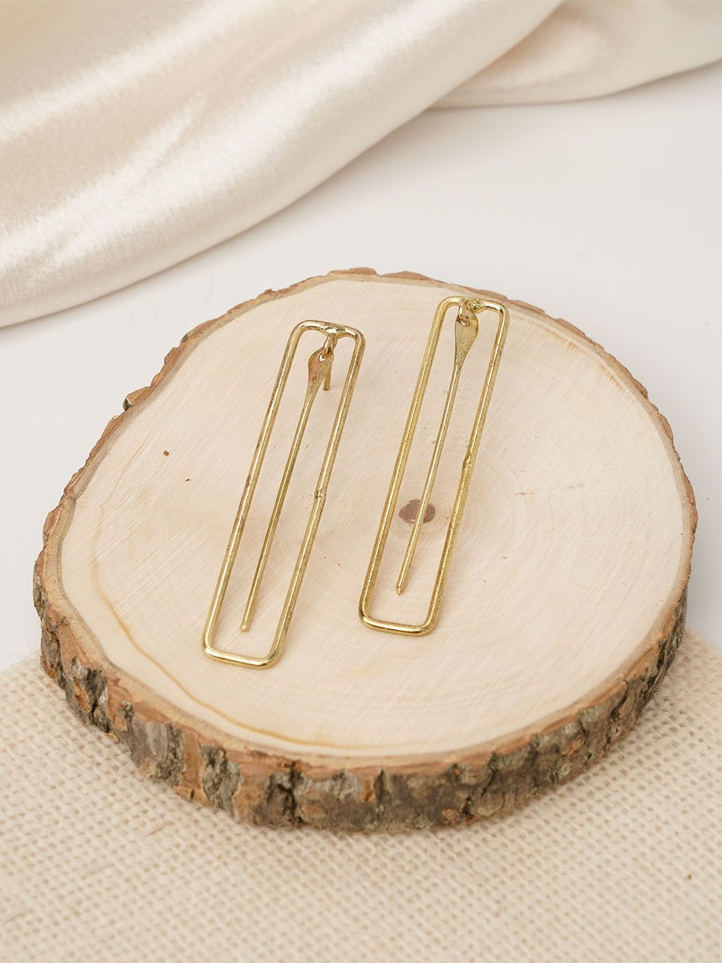 Dangling Rectangle  - Statement Brass Earring