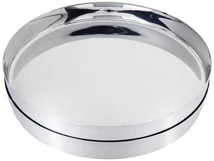 Solimo Miriel Stainless Steel Dinner Plate Set (2 Pieces, 28 Cm Dia, Straight Deep Wall Design)