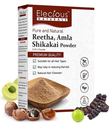 Elecious Naturals Amla, Reetha, Shikakai Powder For All Hair | 100% Natural, No Preservative