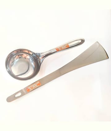 KkitchenCare Perfect Dosa Making Ladle & Turner Set of 2 (1 Turner, 1 Short Pour Ladle with Flat Base)