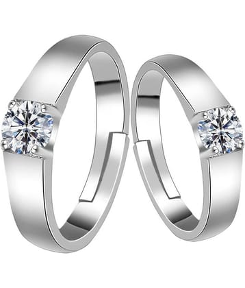 Silverplated Blusing Solitaire  His and Her Adjustable proposal couple ring For Men And Women Jewellery