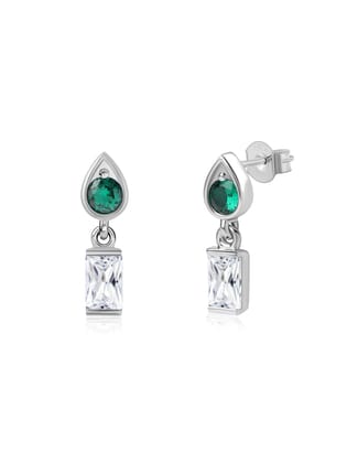Green Emerald Drop Earrings For Women
