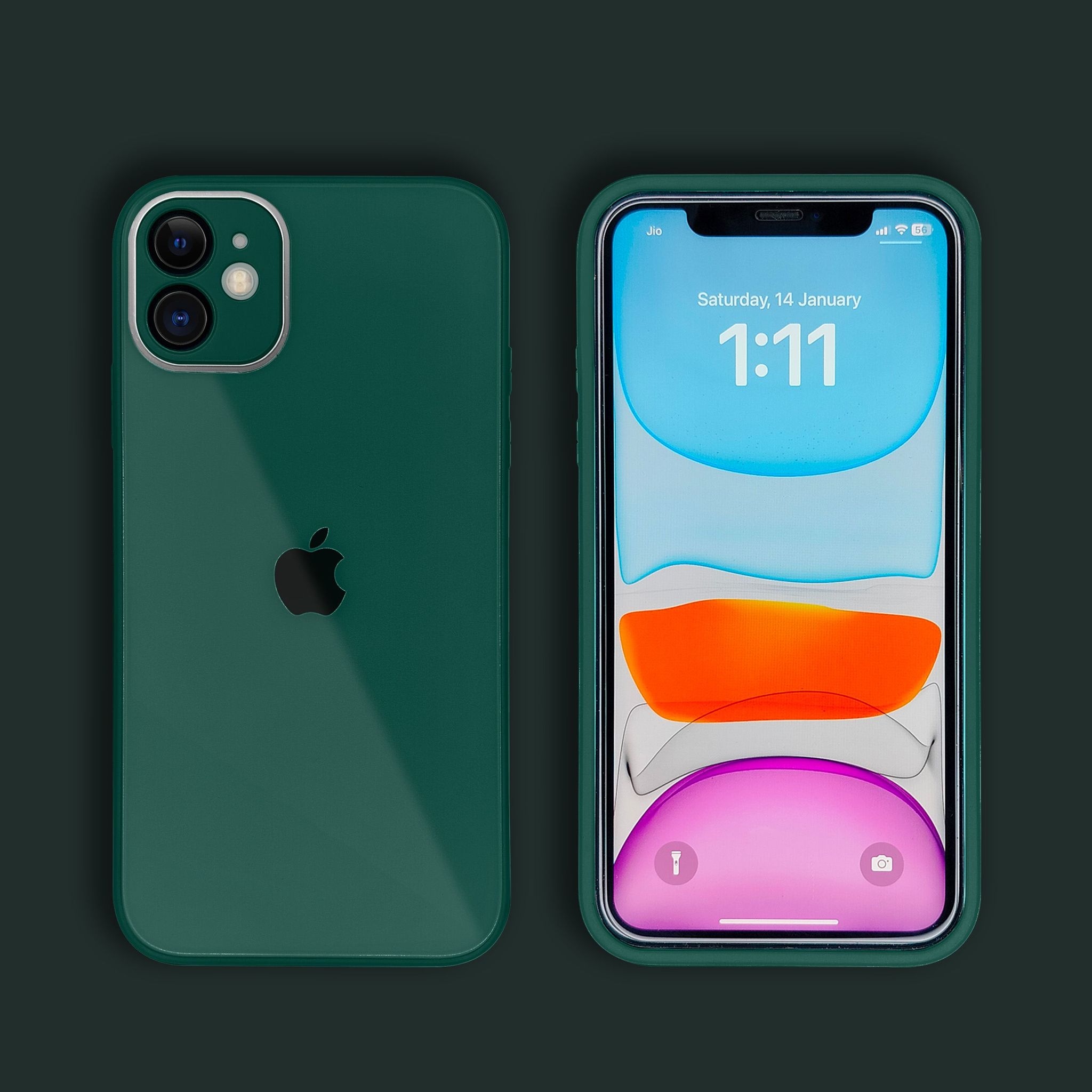 iPhone 11 Aqua Glass Camera Protector Case-Dark Green