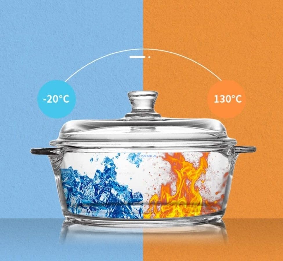 Square Glass Casserole With Lid,1200 ML Glass Bowl for Cooking, Baking, Serving, Mixing and Storing, Microwave & Oven Safe - Ideal for Kitchen, Dining Set 1
