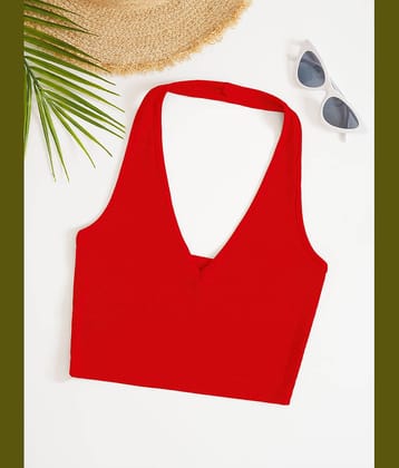 Aahwan Women's Polyester Crop Top ( Red )