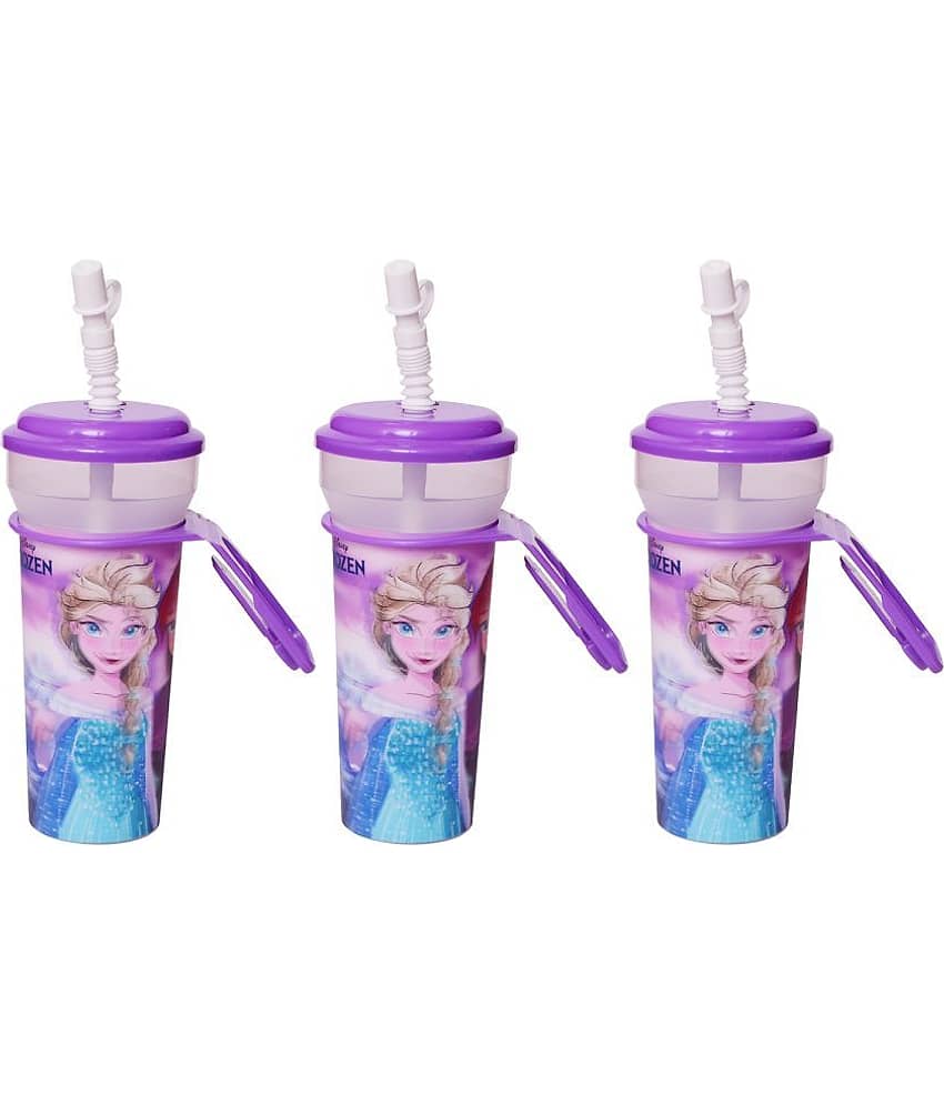 Gluman Disney Frozen Cartoon Character Printed Sipper Bottle for Girls I Leak Proof, 100% Food Grade| BPA Free | Recyclable/Reusable | Spout Lid 350ml (Pack of 3)
