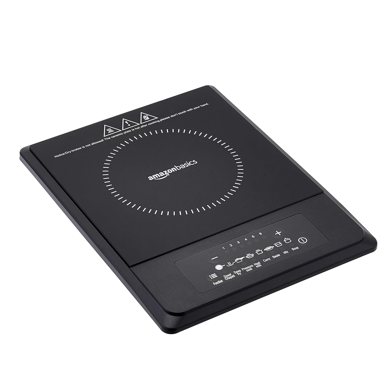1300 Watt Induction Cooktop| 6 Stage Power Settings | Made of Crystal Glass Plate with premium Finish| Black
