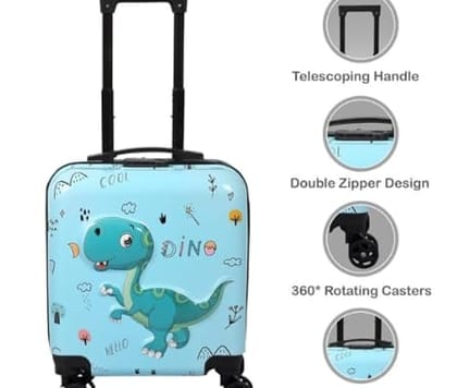 Dino Kids' Rolling Suitcase with Telescoping Handleassorted colour