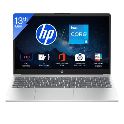 HP 15, 13th Gen Intel Core i5-1334U (16GB DDR4, 1TB SSD) FHD, Anti-Glare, Micro-Edge, 15.6''/39.6cm, Win11, M365(1yr) Office24, Silver, 1.59kg, FD0552TU, Iris Xe, FHD Camera w/Shutter, Backlit Laptop HP 15, 13th Gen Intel Core i5-1334U (16GB DDR4, 1TB SS
