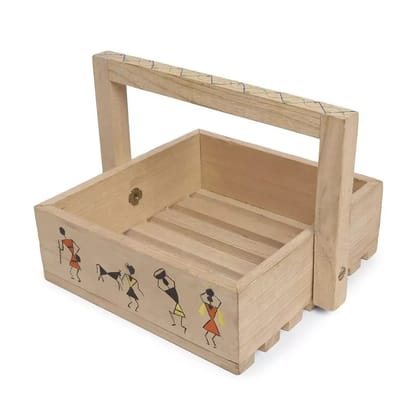 Tisser Wooden Warli Hnadpainted Basket