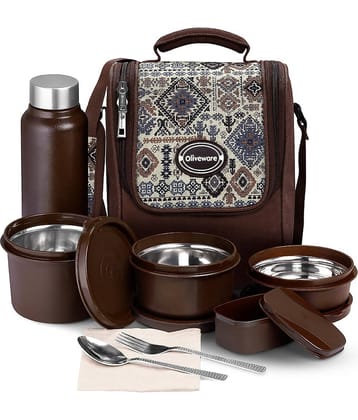 Oliveware Smart Meal Stainless Steel Lunch Box 3 - Container ( Pack of 1 )