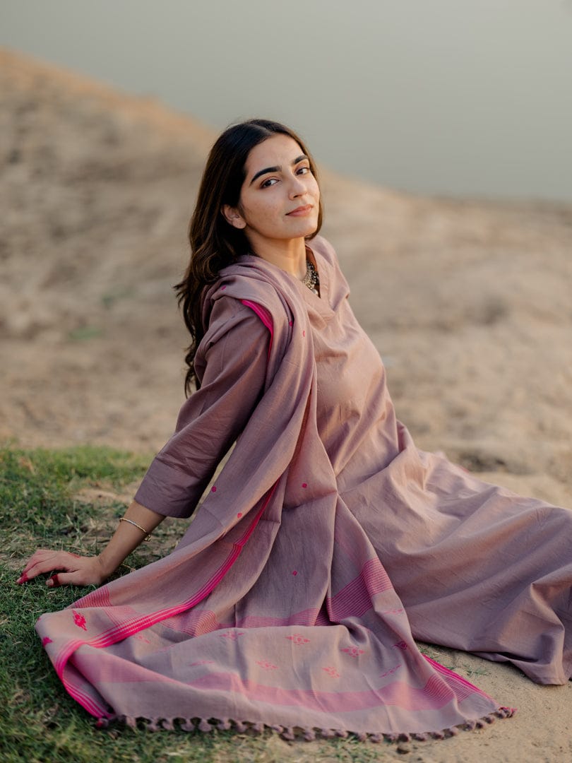 Mauve Kurta set with Dupatta-XL