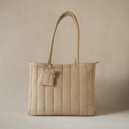 Crinkle Stripe Tote-Large / Wheat