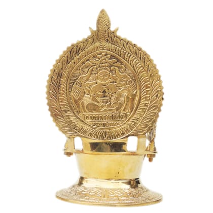 Brass Table Decor Oil Lamp Kamakshi Deepak  - Devotional Hanging Diya for Home, Height : 7.1 Inch (ZMAS392 M)