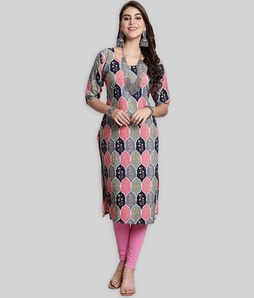 7Threads Crepe Printed Straight Women's Kurti - Multicolor ( Pack of 1 )
