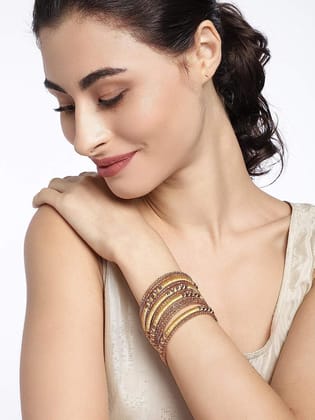 Gold Silk Thread Bangles Set of 12