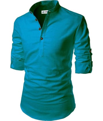 CROWNTAIL Turquoise Cotton Men's Regular Kurta ( Pack of 1 )