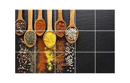 DreamKraft Vinyl Spices with Wood Scope Kitchen Sticker 73 cm X 47 cm, Multicolor