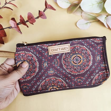 Dual-Zip Wallet- Brown Madhubani