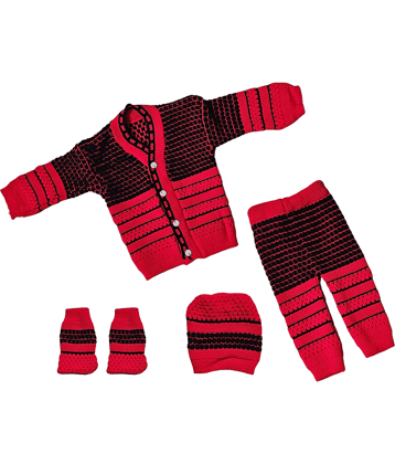 The Creators Single Unisex for Baby Woollen ( Red & Black )