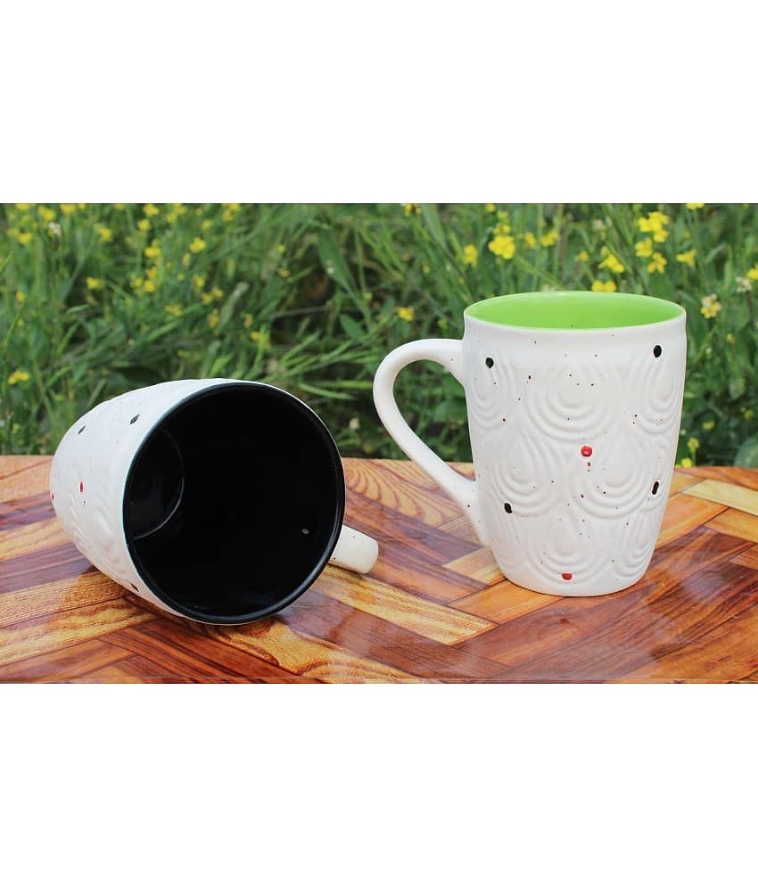 Laghima jadon U Shape 2 Piece Solid Ceramic Coffee Mug 350 mL ( Pack of 2 )