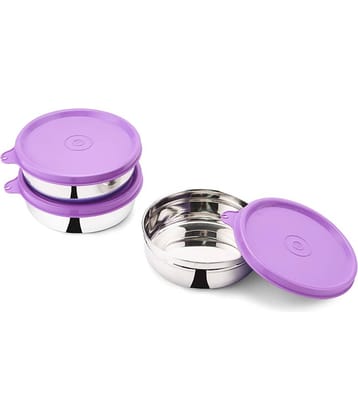 Oliveware Steel Purple Food Container ( Set of 3 )