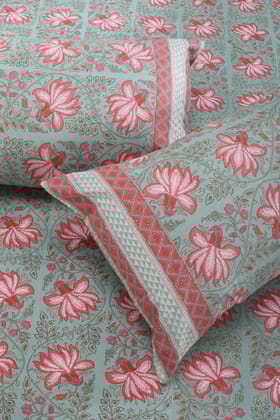 Sunera Flower Cotton Bedsheet-Double - 90 X 108 in / Pink / Pink