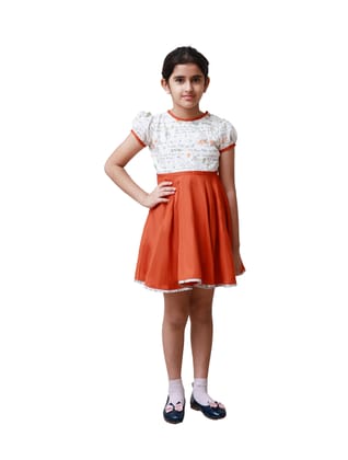 DE CHEVALERiE en Rouge - Hazelnut Daisy Frock - Rust  6- 7 Years
