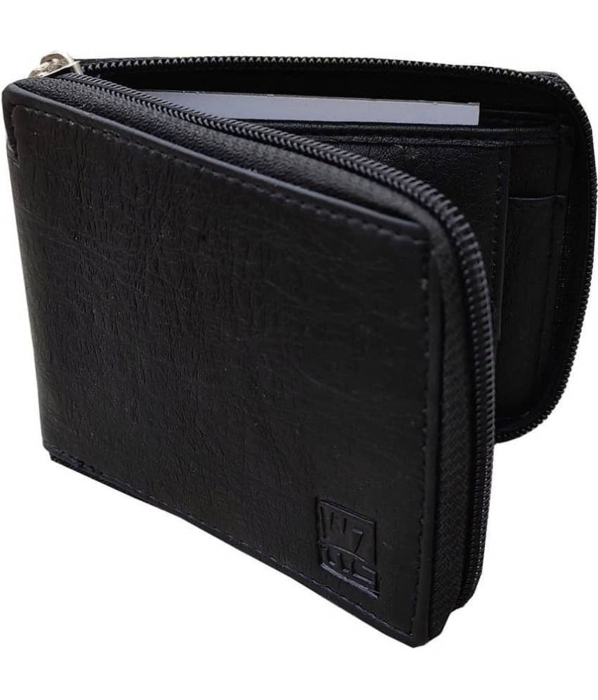 WENZEST Leather Black Formal Short Wallet