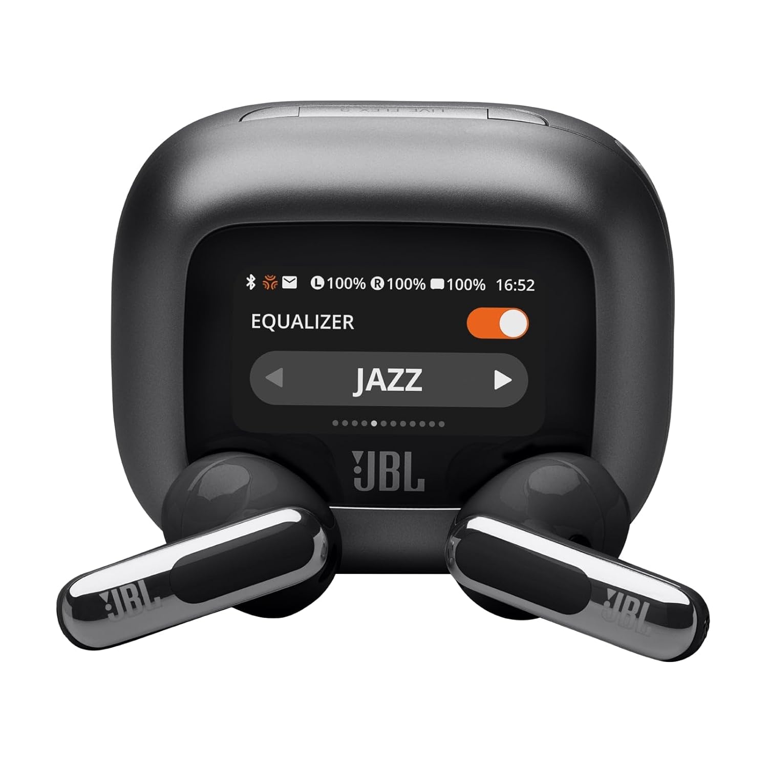JBL Live Flex 3 TWS Earbuds, Hi-Res Audio True ANC TWS, Smart Case with Touch Display- Black