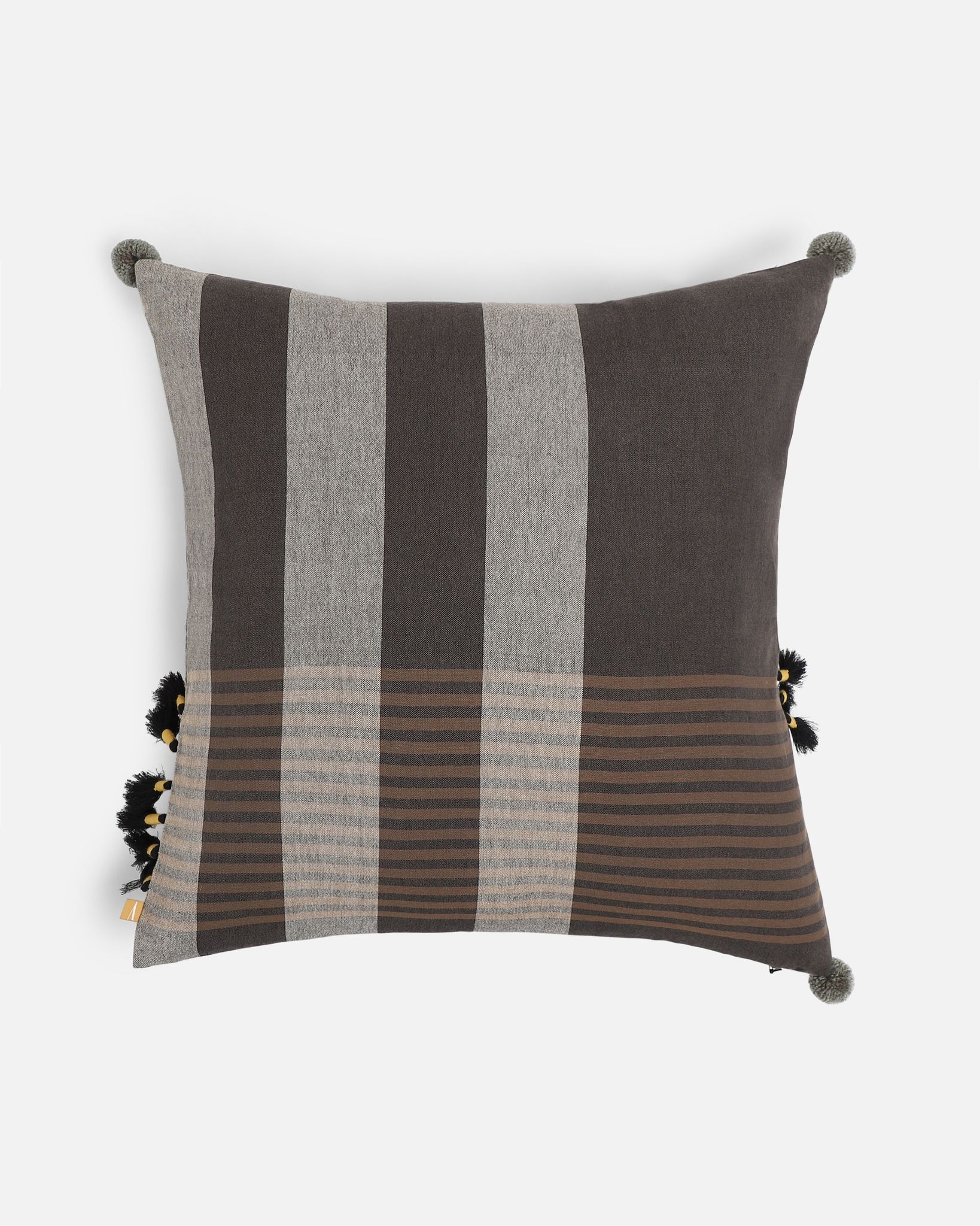 Mihai Extra Weft Cushion Cover-Medium Black / 20" X 20" / Cotton x Cotton