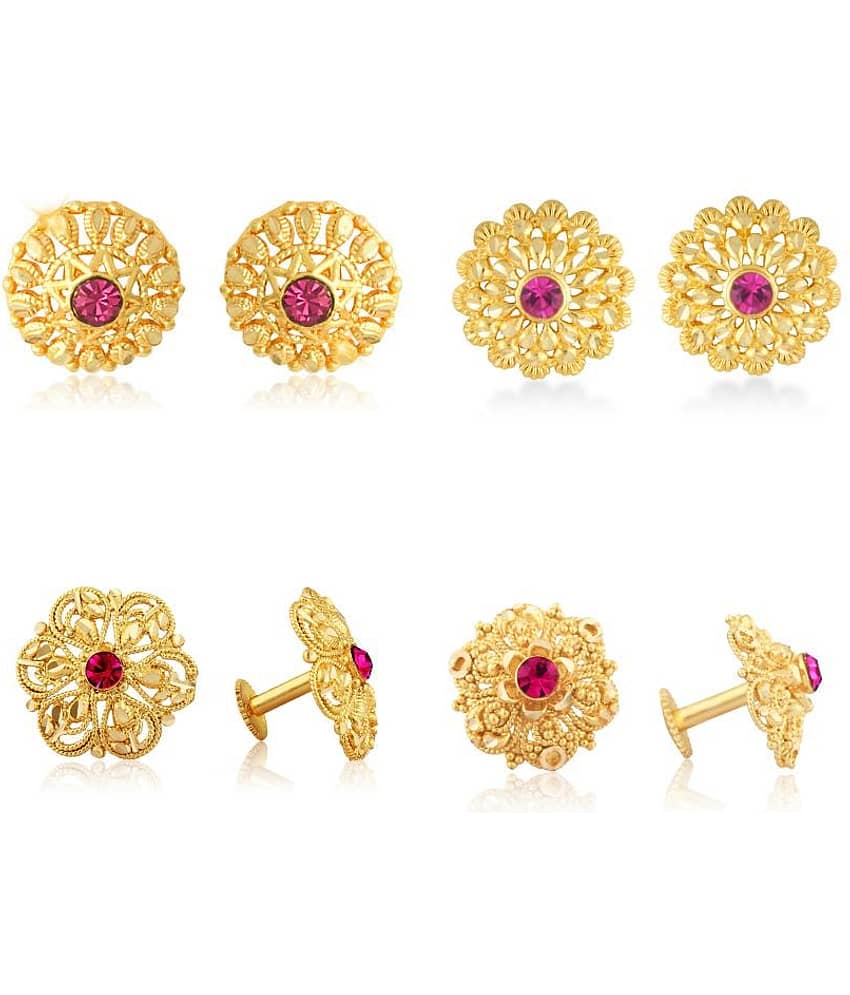 Vighnaharta Sizzling Charming Alloy Gold Plated Stud Earring Combo set For Women and Girls ( Pack of- 4 Pair Earrings)-VFJ1234-1192-1096-1098ERG