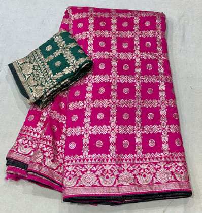 Dola silk fabric  with 2side havi  zari border Sarees