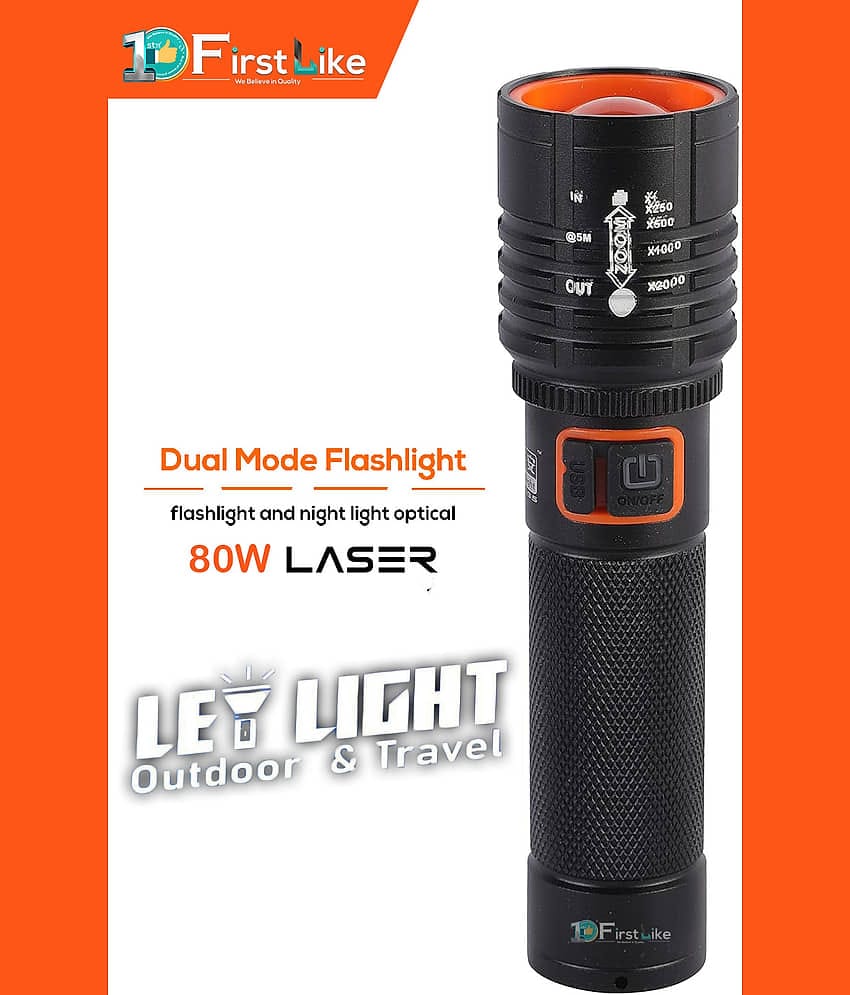 FIRSTLIKE - 3W Rechargeable Flashlight Torch ( Pack of 1 )
