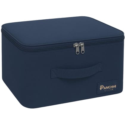 Panchhi Store Cloth Organizer for Storage Nylon Underbed Organizer Storage Box Moisture Proof Storage Organiser with Handle & Double Zipper Boxes for Storage for Saree, Blankets, Bed Sheets Blue 1 Pcs